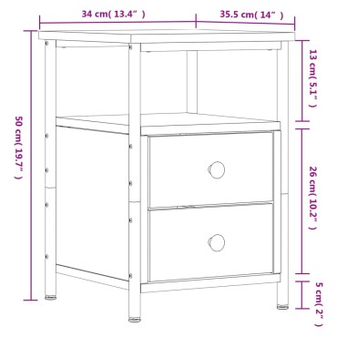 vidaXL Κομοδίνο Μαύρο 34x35,5x50cm από Επεξεργασμένο Ξύλο 1 τεμ.