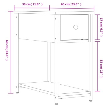 vidaXL Κομοδίνο Μαύρο 30x60x60cm από Επεξεργασμένο Ξύλο 1 τεμ.