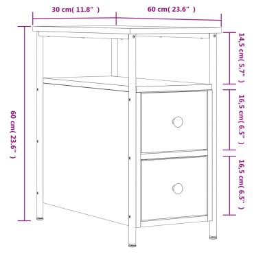 vidaXL Κομοδίνο Μαύρο 30x60x60cm από Επεξεργασμένο Ξύλο 1 τεμ.