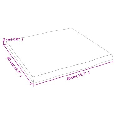 vidaXL Επιφάνεια Τραπεζιού 40x40x2cm Ακατ. Μασίφ Ξύλο Δρυός Live Edge 1 τεμ.