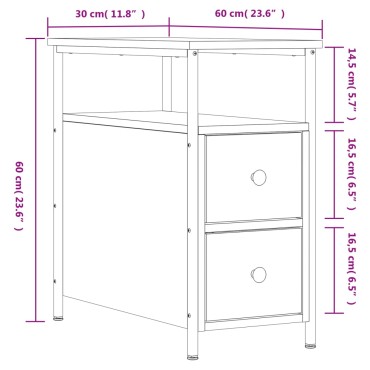 vidaXL Κομοδίνο Καφέ Δρυς 30x60x60cm από Επεξεργασμένο Ξύλο 1 τεμ.