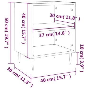 vidaXL Κομοδίνο Λευκό 40x30x50cm από Επεξεργασμένο Ξύλο 1 τεμ.