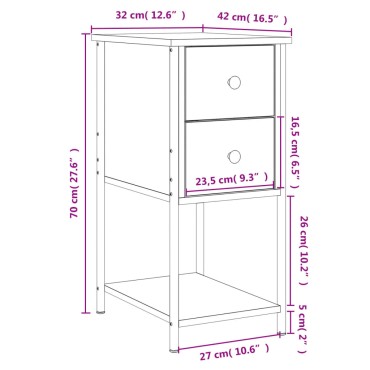 vidaXL Κομοδίνο Γκρι Sonoma 32x42x70cm από Επεξεργασμένο Ξύλο 1 τεμ.