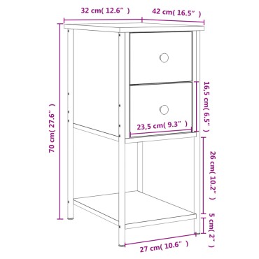 vidaXL Κομοδίνο Μαύρο 32x42x70cm από Επεξεργασμένο Ξύλο 1 τεμ.