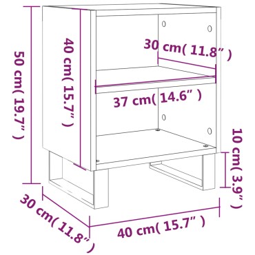 vidaXL Κομοδίνα 2 τεμ. Καφέ Δρυς 40x30x50cm από Επεξεργασμένο Ξύλο