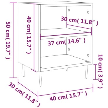 vidaXL Κομοδίνα 2 τεμ. Καφέ Δρυς 40x30x50cm από Επεξεργασμένο Ξύλο