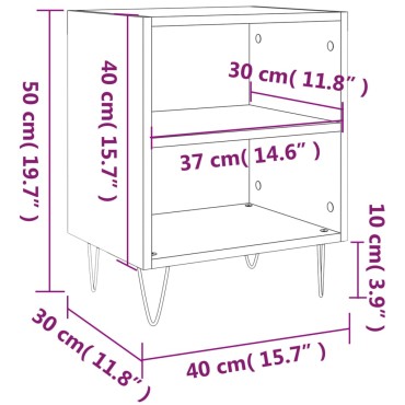 vidaXL Κομοδίνα 2 τεμ. Καφέ Δρυς 40x30x50cm από Επεξεργασμένο Ξύλο