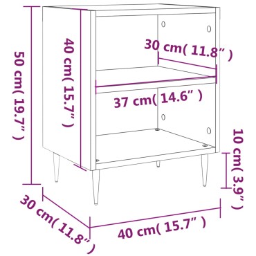 vidaXL Κομοδίνα 2 τεμ. Γυαλ. Λευκά 40x30x50cm από Επεξεργασμένο Ξύλο