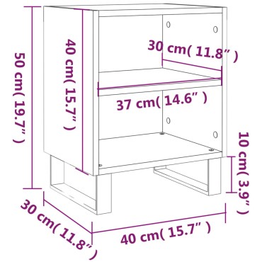 vidaXL Κομοδίνα 2 τεμ. Μαύρα 40x30x50cm από Επεξεργασμένο Ξύλο