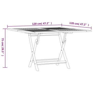 vidaXL Τραπέζι Κήπου Πτυσσόμενο 110x110x75cm Μασίφ Ξύλο Teak 1 τεμ.