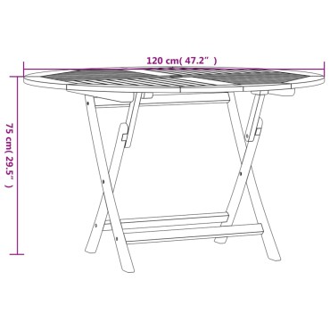 vidaXL Τραπέζι Κήπου Πτυσσόμενο 110x75cm Μασίφ Ξύλο Teak 1 τεμ.