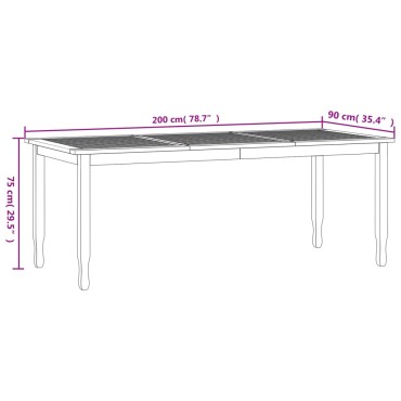 vidaXL Τραπεζαρία Κήπου 200x90x75cm από Μασίφ Ξύλο Teak 1 τεμ.