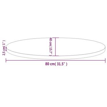 vidaXL Επιφάνεια Τραπεζιού Οβάλ 80x40x2,5cm από Μασίφ Ξύλο Πεύκου 1 τεμ.