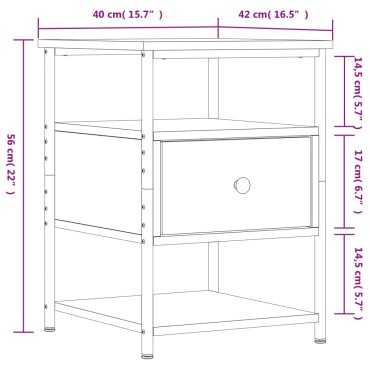 vidaXL Κομοδίνο Καπνιστή Δρυς 40x42x56cm από Επεξεργασμένο Ξύλο 1 τεμ.