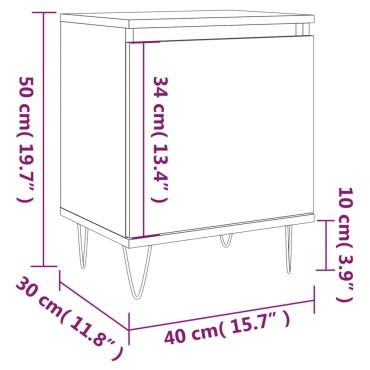 vidaXL Κομοδίνα 2 τεμ. Sonoma Γκρι 40x30x50cm από Επεξεργασμένο Ξύλο