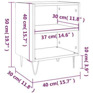 vidaXL Κομοδίνα 2 τεμ. Γκρι Σκυρ. 40x30x50cm από Επεξεργασμένο Ξύλο