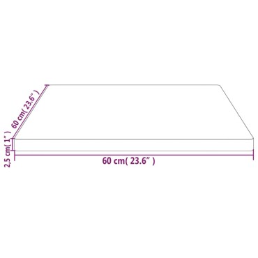 vidaXL Επιφάνεια Τραπεζιού Τετράγωνη 60x60x2,5cm Μασίφ Ξύλο Πεύκου 1 τεμ.