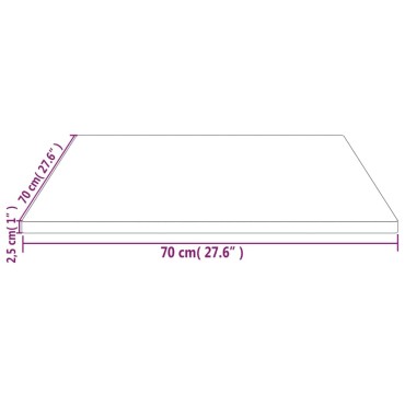 vidaXL Επιφάνεια Τραπεζιού Τετράγωνη 70x70x2,5cm Μασίφ Ξύλο Πεύκου 1 τεμ.