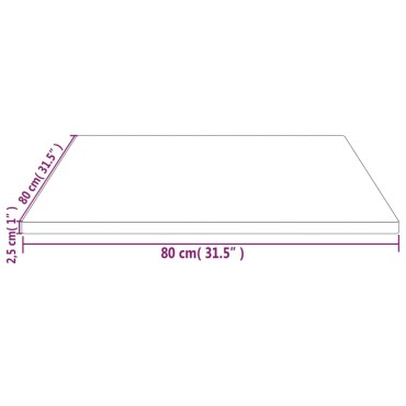 vidaXL Επιφάνεια Τραπεζιού Τετράγωνη 80x80x2,5cm Μασίφ Ξύλο Πεύκου 1 τεμ.