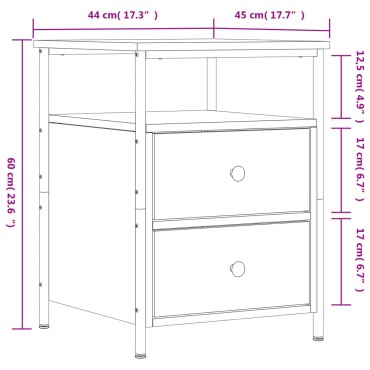 vidaXL Κομοδίνο Μαύρο 44x45x60cm από Επεξεργασμένο Ξύλο 1 τεμ.