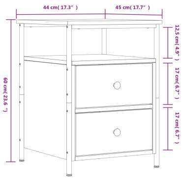 vidaXL Κομοδίνο Sonoma Δρυς 44x45x60cm από Επεξεργασμένο Ξύλο 1 τεμ.