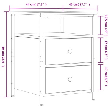 vidaXL Κομοδίνο Γκρι Sonoma 44x45x60cm από Επεξεργασμένο Ξύλο 1 τεμ.