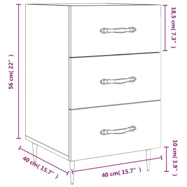 vidaXL Κομοδίνο Καπνιστή Δρυς 40x40x66cm από Επεξεργασμένο Ξύλο 1 τεμ.