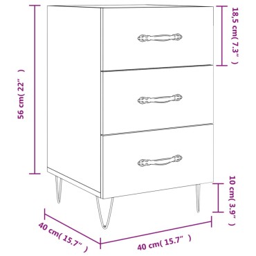 vidaXL Κομοδίνο Γκρι Sonoma 40x40x66cm από Επεξεργασμένο Ξύλο 1 τεμ.