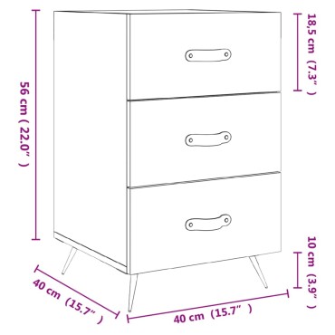 vidaXL Κομοδίνο Γκρι Sonoma 40x40x66cm από Επεξεργασμένο Ξύλο 1 τεμ.