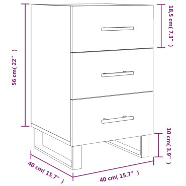 vidaXL Κομοδίνο Γκρι Sonoma 40x40x66cm από Επεξεργασμένο Ξύλο 1 τεμ.