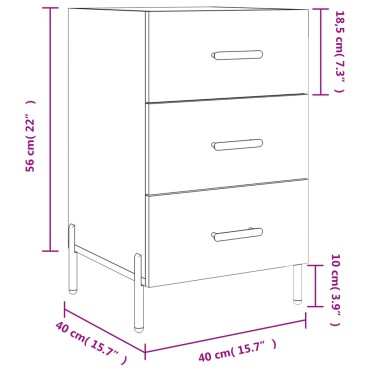 vidaXL Κομοδίνο Γκρι Sonoma 40x40x66cm από Επεξεργασμένο Ξύλο 1 τεμ.