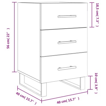 vidaXL Κομοδίνο Καπνιστή Δρυς 40x40x66cm από Επεξεργασμένο Ξύλο 1 τεμ.