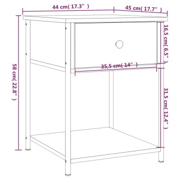 vidaXL Κομοδίνα 2 τεμ. Γκρι Sonoma 44x45x58cm από Επεξεργασμένο Ξύλο