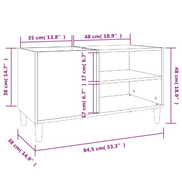 vidaXL Δισκοθήκη Γκρι Σκυροδέματος 84,5x38x48cm Επεξεργασμένο Ξύλο