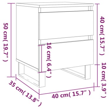 vidaXL Κομοδίνο Λευκό 40x35x50cm από Επεξεργασμένο Ξύλο 1 τεμ.