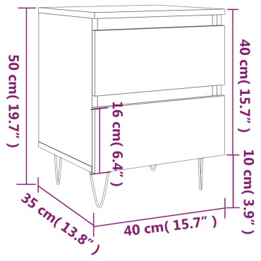 vidaXL Κομοδίνο Γυαλ. Λευκό 40x35x50cm από Επεξεργασμένο Ξύλο 1 τεμ.