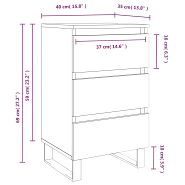 vidaXL Κομοδίνα 2 τεμ. Λευκά 40x35x69cm από Επεξεργασμένο Ξύλο