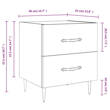 vidaXL Κομοδίνο Sonoma Δρυς 40x35x47,5cm από Επεξεργασμένο Ξύλο 1 τεμ.