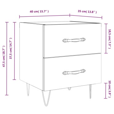 vidaXL Κομοδίνο Γυαλιστερό Λευκό 40x35x47,5cm από Επεξεργ. Ξύλο 1 τεμ.