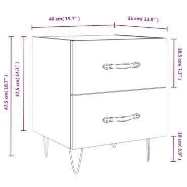 vidaXL Κομοδίνο Μαύρο 40x35x47,5cm από Επεξεργασμένο Ξύλο 1 τεμ.