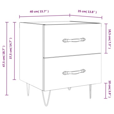 vidaXL Κομοδίνο Καφέ Δρυς 40x35x47,5cm από Επεξεργ. Ξύλο 1 τεμ.