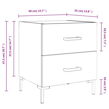 vidaXL Κομοδίνο Καπνιστή Δρυς 40x35x47,5cm από Επεξεργ. Ξύλο 1 τεμ.