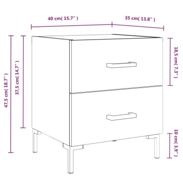 vidaXL Κομοδίνο Γκρι Sonoma 40x35x47,5cm από Επεξεργασμένο Ξύλο 1 τεμ.