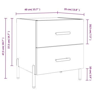 vidaXL Κομοδίνο Γυαλιστερό Λευκό 40x35x47,5cm από Επεξεργ. Ξύλο 1 τεμ.