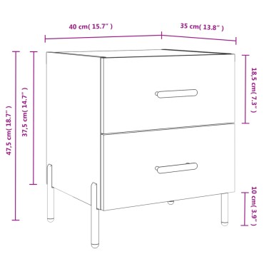 vidaXL Κομοδίνο Γκρι Σκυροδ. 40x35x47,5cm από Επεξεργασμένο Ξύλο 1 τεμ.