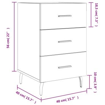 vidaXL Κομοδίνο Καπνιστή Δρυς 40x40x66cm από Επεξεργασμένο Ξύλο 1 τεμ.