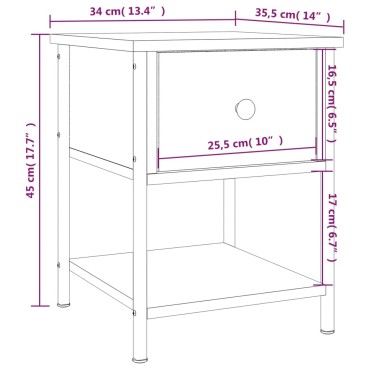 vidaXL Κομοδίνα 2 τεμ. Γκρι Sonoma 34x35,5x45cm Επεξεργασμένο Ξύλο