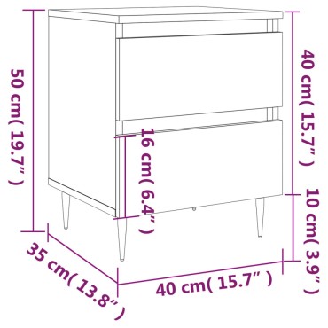 vidaXL Κομοδίνα Λευκά 2 τεμ. 40x35x50cm από Επεξεργασμένο Ξύλο