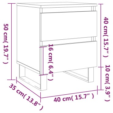 vidaXL Κομοδίνα 2 τεμ. Γυαλ. Λευκό 40x35x50cm Επεξεργασμένο Ξύλο