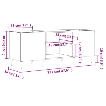 vidaXL Δισκοθήκη Λευκή 121x38x48cm Επεξεργασμένο Ξύλο